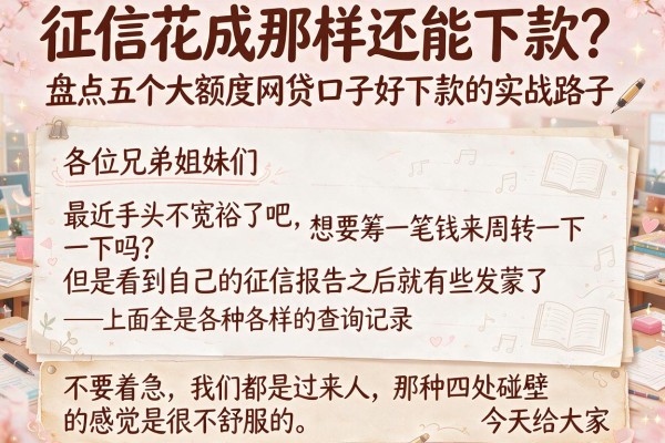 征信花成那样还能下款？盘点五个大额度网贷口子好下款的实战路子