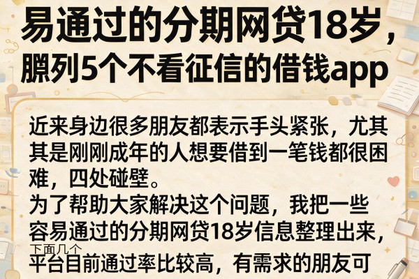 易通过的分期网贷18岁，胪列5个不看征信的借钱app