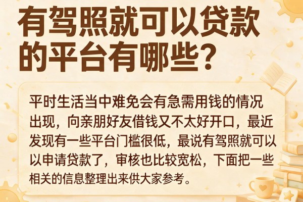 有驾照就可以贷款的平台有哪些？整理了几个容易下款的