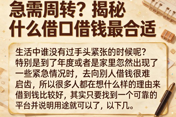 急需周转？揭秘什么借口借钱最合适我分享这几个