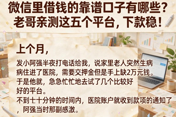 微信里借钱的靠谱口子有哪些？老哥亲测这五个平台，下款稳！