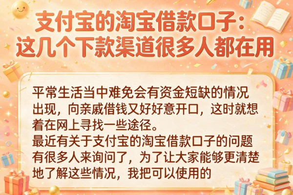支付宝的淘宝借款口子：这几个下款渠道很多人都在用