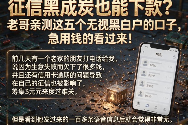 征信黑成炭也能下款?老哥亲测这五个无视黑白户的口子,急用钱的看过来!