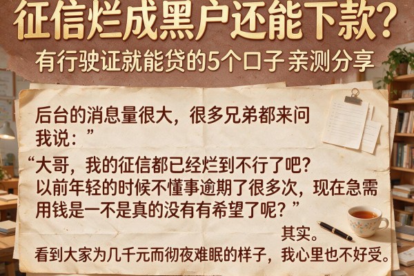 征信烂成黑户还能下款？有行驶证就能贷的5个口子亲测分享