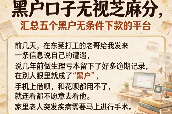 黑户口子无视芝麻分，汇总五个黑户无条件下款的平台