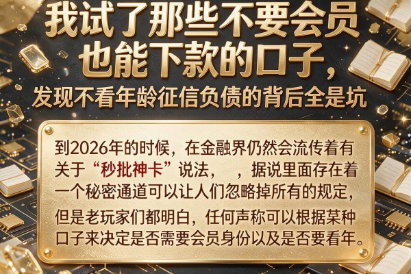 我试了那些不要会员也能下款的口子，发现不看年龄征信负债的背后全是坑