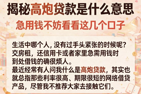 揭秘高炮贷款是什么意思，急用钱不妨看看这几个口子