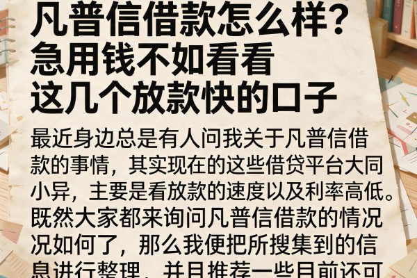 凡普信借款怎么样？急用钱不如看看这几个放款快的口子