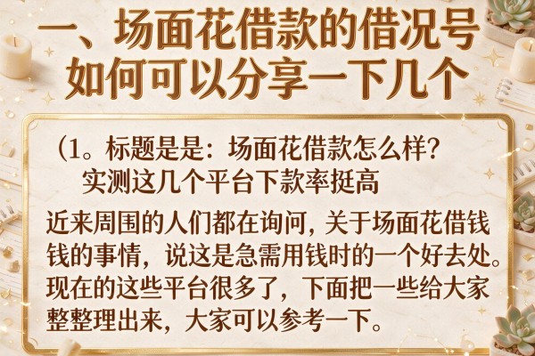 场面花借款怎么样？实测这几个平台下款率挺高