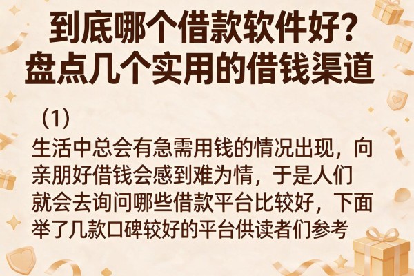 到底哪个借款软件好？盘点几个实用的借钱渠道