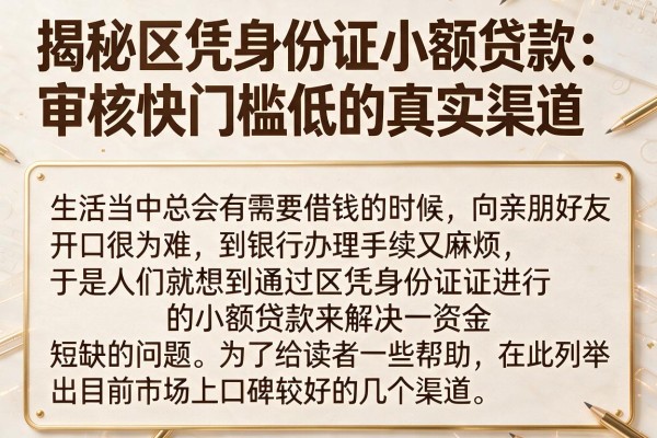 揭秘区凭身份证小额贷款：审核快门槛低的真实渠道