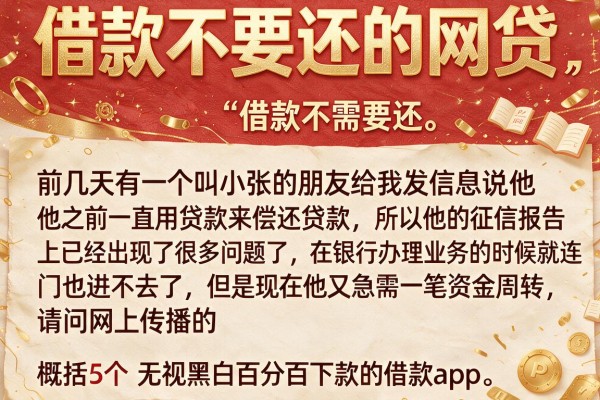 借款不要还的网贷，概括5个无视黑白百分百下款的借款app
