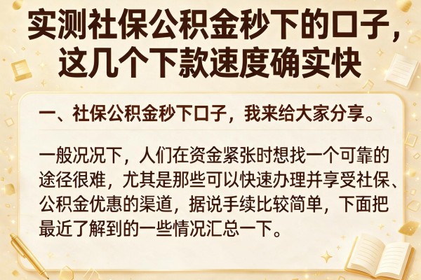 实测社保公积金秒下的口子，这几个下款速度确实快