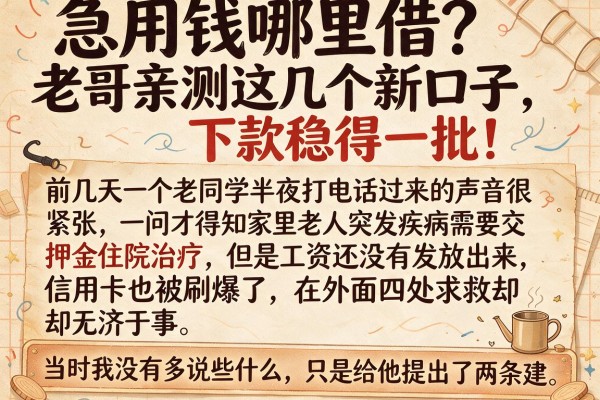急用钱哪里借？老哥亲测这几个新口子，下款稳得一批！