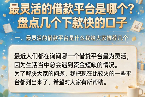 最灵活的借款平台是哪个？盘点几个下款快的口子