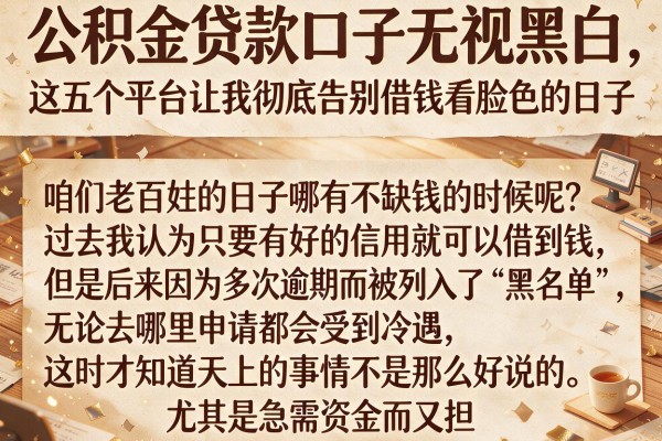 公积金贷款口子无视黑白，这五个平台让我彻底告别借钱看脸色的日子
