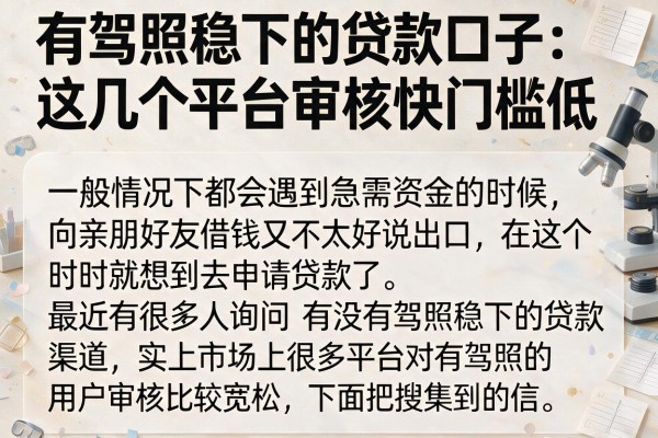 有驾照稳下的贷款口子：这几个平台审核快门槛低