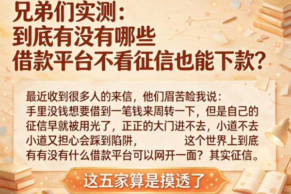 兄弟们实测：到底有没有哪些借款平台不看征信也能下款？这五家算是摸透了