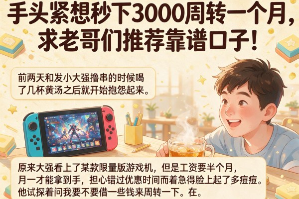 手头紧想秒下3000周转一个月，求老哥们推荐靠谱口子！