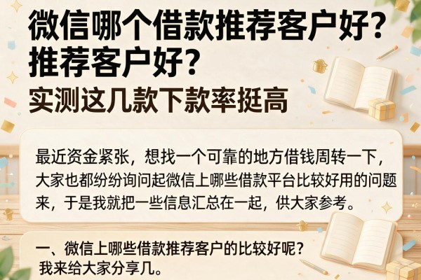 微信哪个借款推荐客户好？实测这几款下款率挺高
