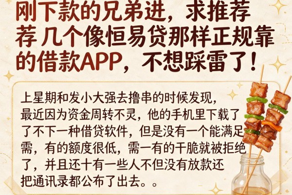刚下款的兄弟进，求推荐几个像恒易贷那样正规靠谱的借款APP，不想踩雷了！