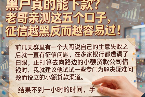 黑户真的能下款?老哥亲测这五个口子,征信越黑反而越容易过!