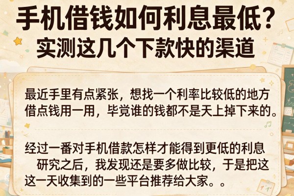手机借钱如何利息最低？实测这几个下款快的渠道