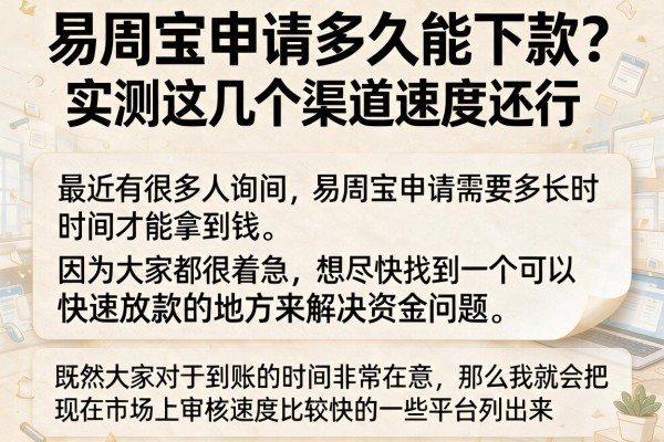 易周宝申请多久能下款？实测这几个渠道速度还行
