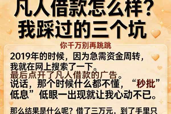 凡人借款怎么样？我踩过的三个坑，你千万别再跳