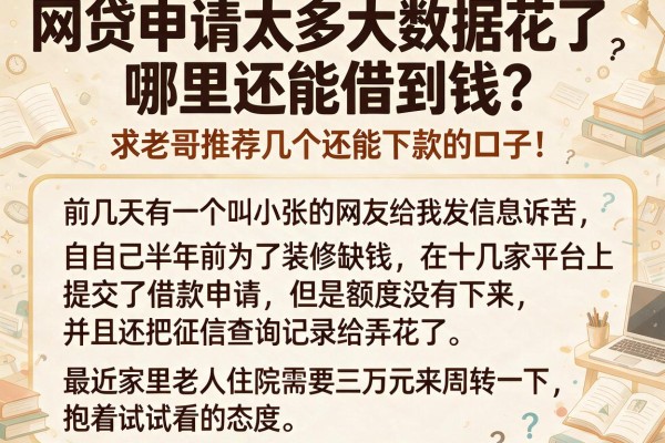 网贷申请太多大数据花了，哪里还能借到钱？求老哥推荐几个还能下款的口子！