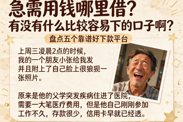 急需用钱哪里借？有没有什么比较容易下的口子啊？盘点五个靠谱好下款平台