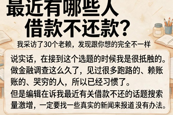最近有哪些人借款不还款？我采访了30个老赖，发现跟你想的完全不一样