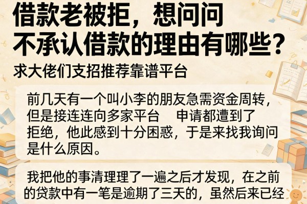 借款老被拒，想问问不承认借款的理由有哪些？求大佬们支招推荐靠谱平台