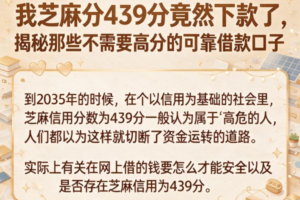 我芝麻分439分竟然下款了，揭秘那些不需要高分的可靠借款口子