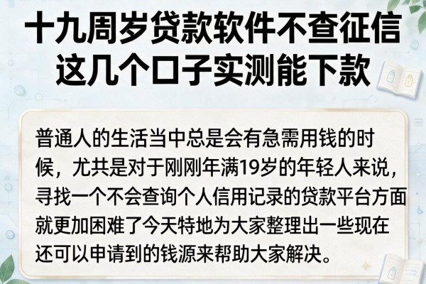 十九周岁贷款软件不查征信，这几个口子实测能下款