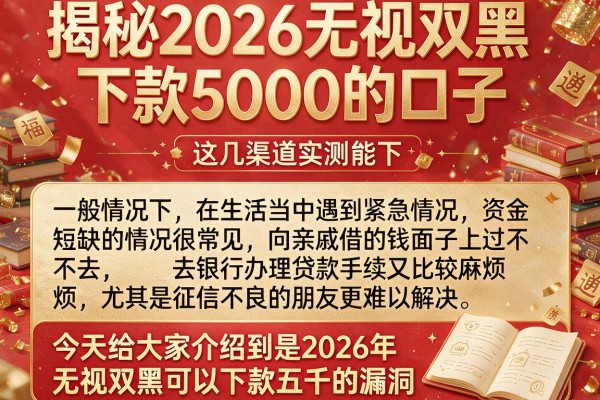 揭秘2026无视双黑下款5000的口子，这几渠道实测能下