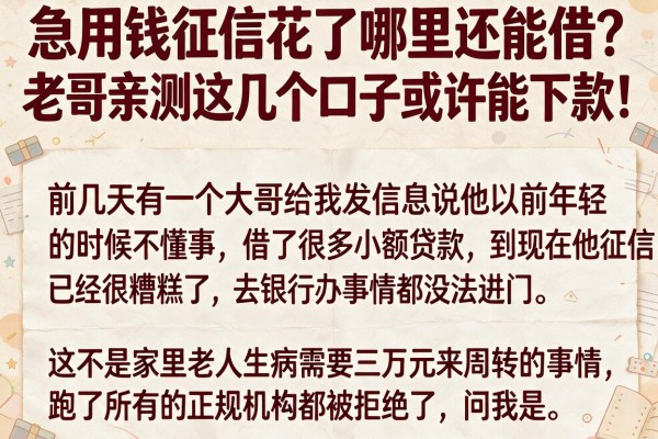 急用钱征信花了哪里还能借？老哥亲测这几个口子或许能下款！_1
