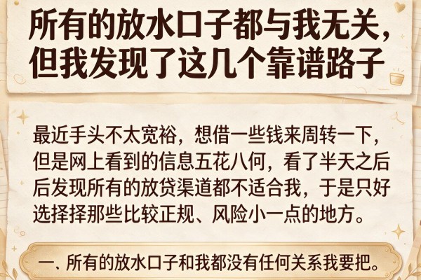 所有的放水口子都与我无关，但我发现了这几个靠谱路子