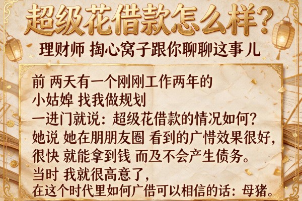 超级花借款怎么样？理财师掏心窝子跟你聊聊这事儿