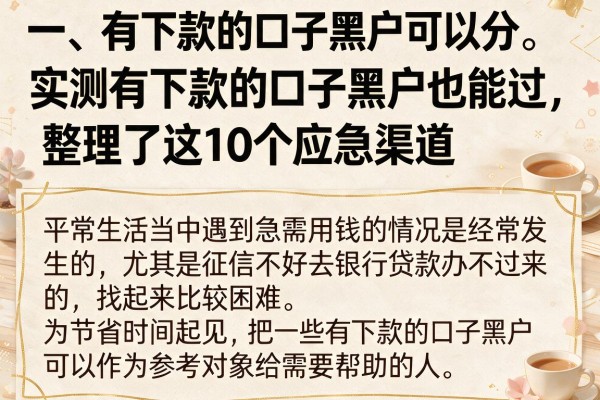 实测有下款的口子黑户也能过，整理了这10个应急渠道