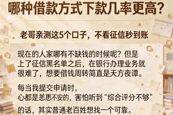 哪种借款方式下款几率更高？老哥亲测这5个口子，不看征信秒到账