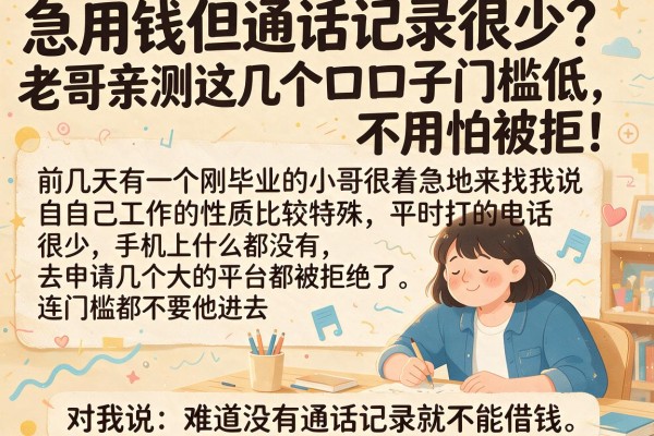 急用钱但通话记录很少？老哥亲测这几个口子门槛低，不用怕被拒！