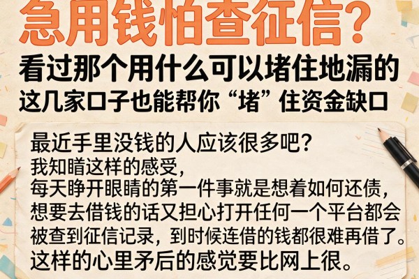 急用钱怕查征信？看过那个用什么可以堵住地漏的下水道口子视频吗，这几家口子也能帮你“堵”住资金缺口