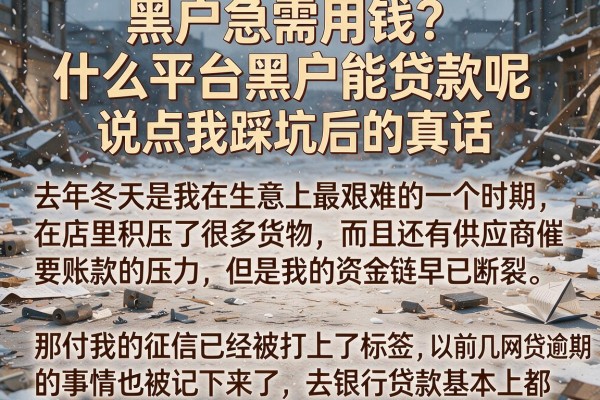 黑户急需用钱?什么平台黑户能贷款呢,说点我踩坑后的真话