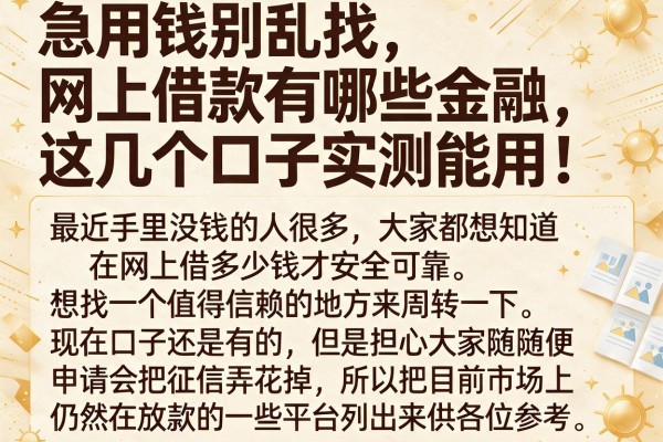 急用钱别乱找，网上借款有哪些金融，这几个口子实测能用