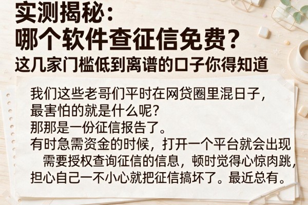 实测揭秘：哪个软件查征信免费？这几家门槛低到离谱的口子你得知道