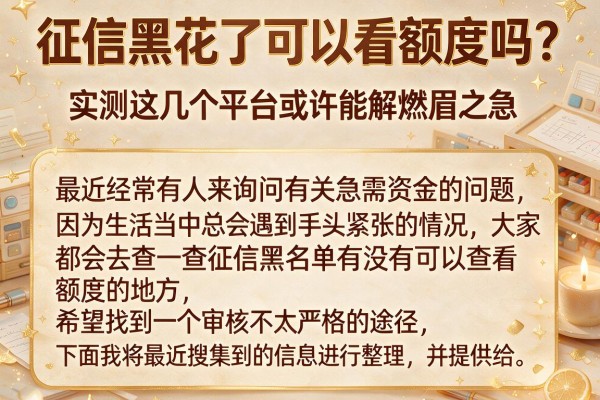 征信黑花了可以看额度吗？实测这几个平台或许能解燃眉之急