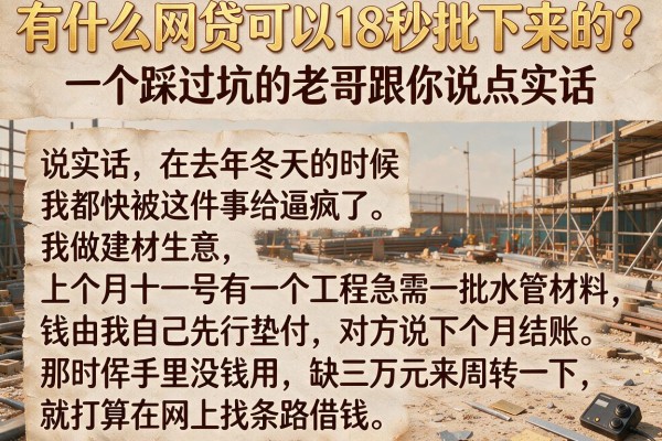 有什么网贷可以18秒批下来的？一个踩过坑的老哥跟你说点实话