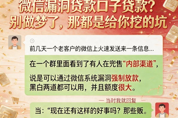 微信漏洞贷款口子贷款？别做梦了，那都是给你挖的坑