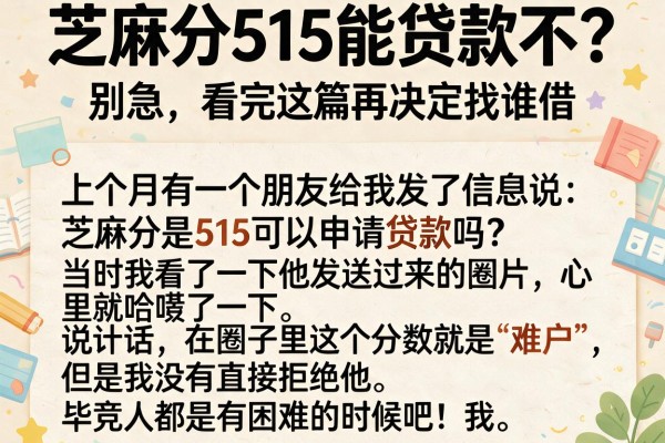 芝麻分515能贷款不？别急，看完这篇再决定找谁借